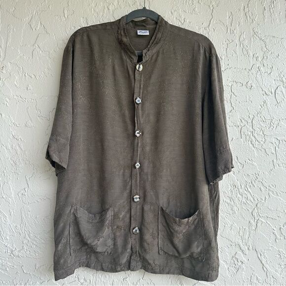 BRYN WALKER Shirt Top Womens Size Medium Embroidered Boho Pockets Lagenlook - Picture 1 of 7
